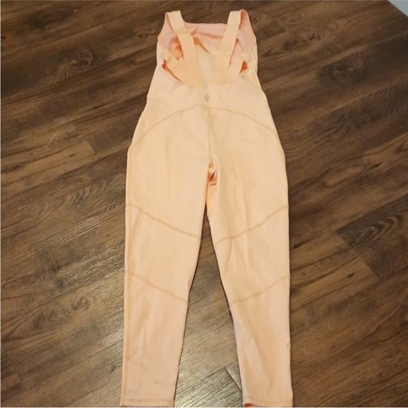 Free People Movement Pale Orange Strappy Open
Back Fitted Skinny Jumpsuit A33 - Picture 5 of 12